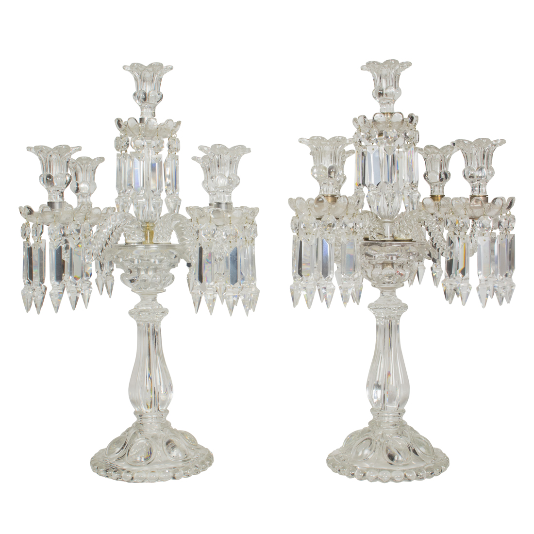 A PAIR OF BACCARAT MOLDED AND CUT