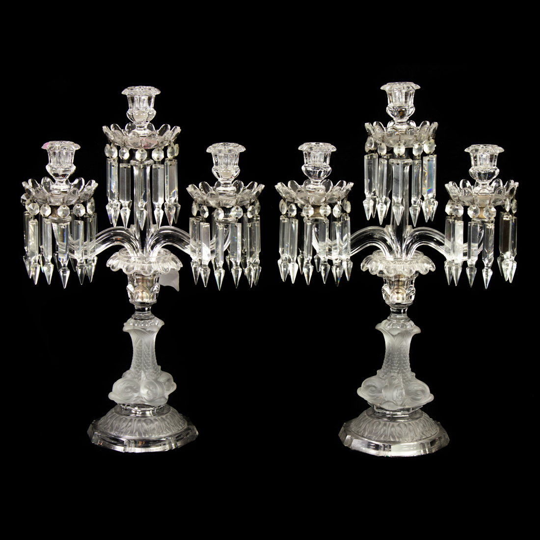 A PAIR OF BACCARAT STYLE MOLDED AND