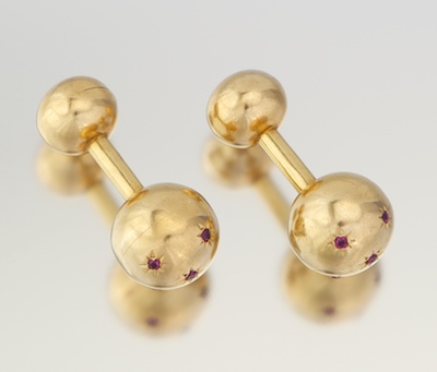 A Pair of Barbell Cufflinks 14k