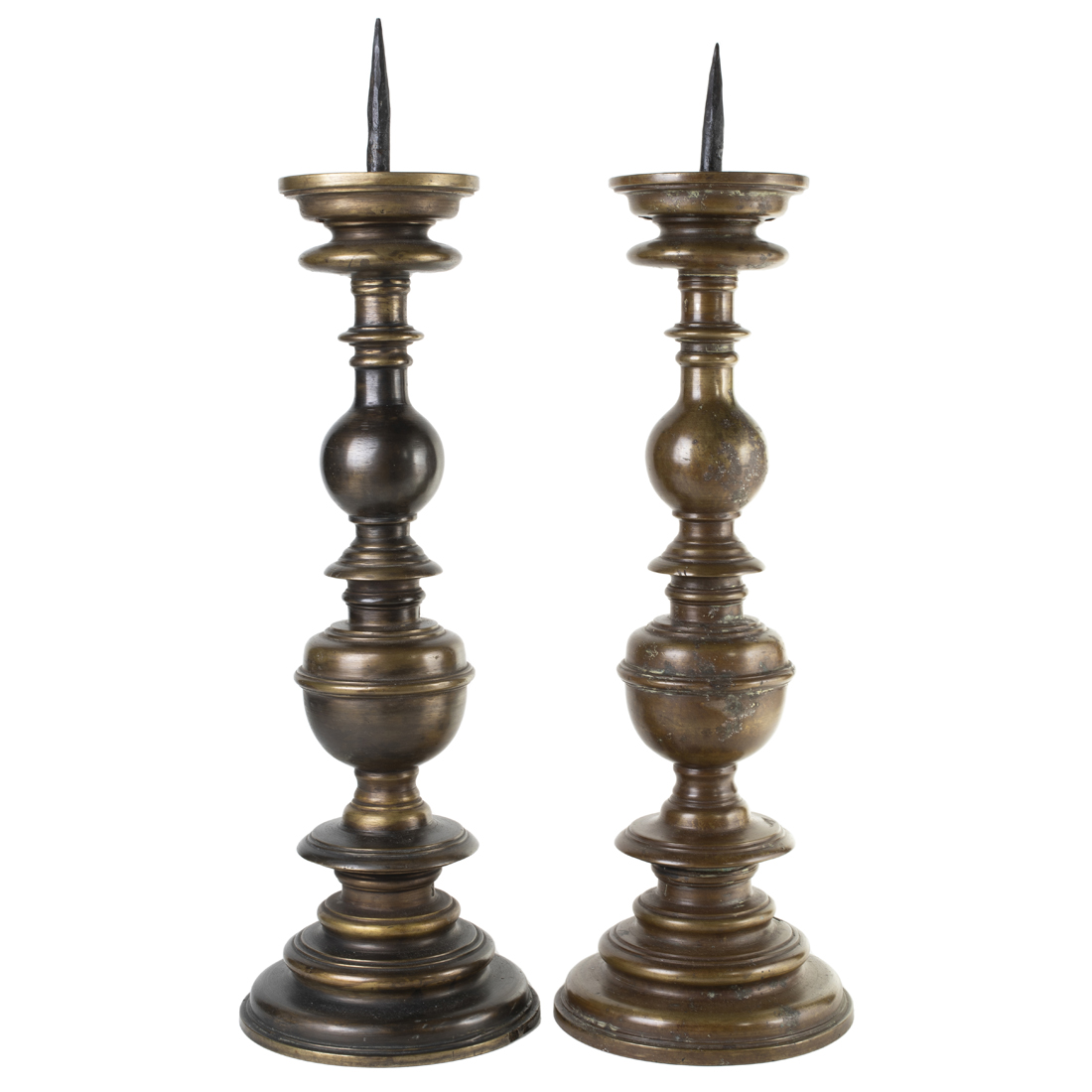 A PAIR OF BAROQUE BRONZE PRICKET