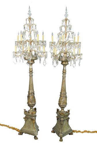 A PAIR OF BAROQUE CANDELABRA