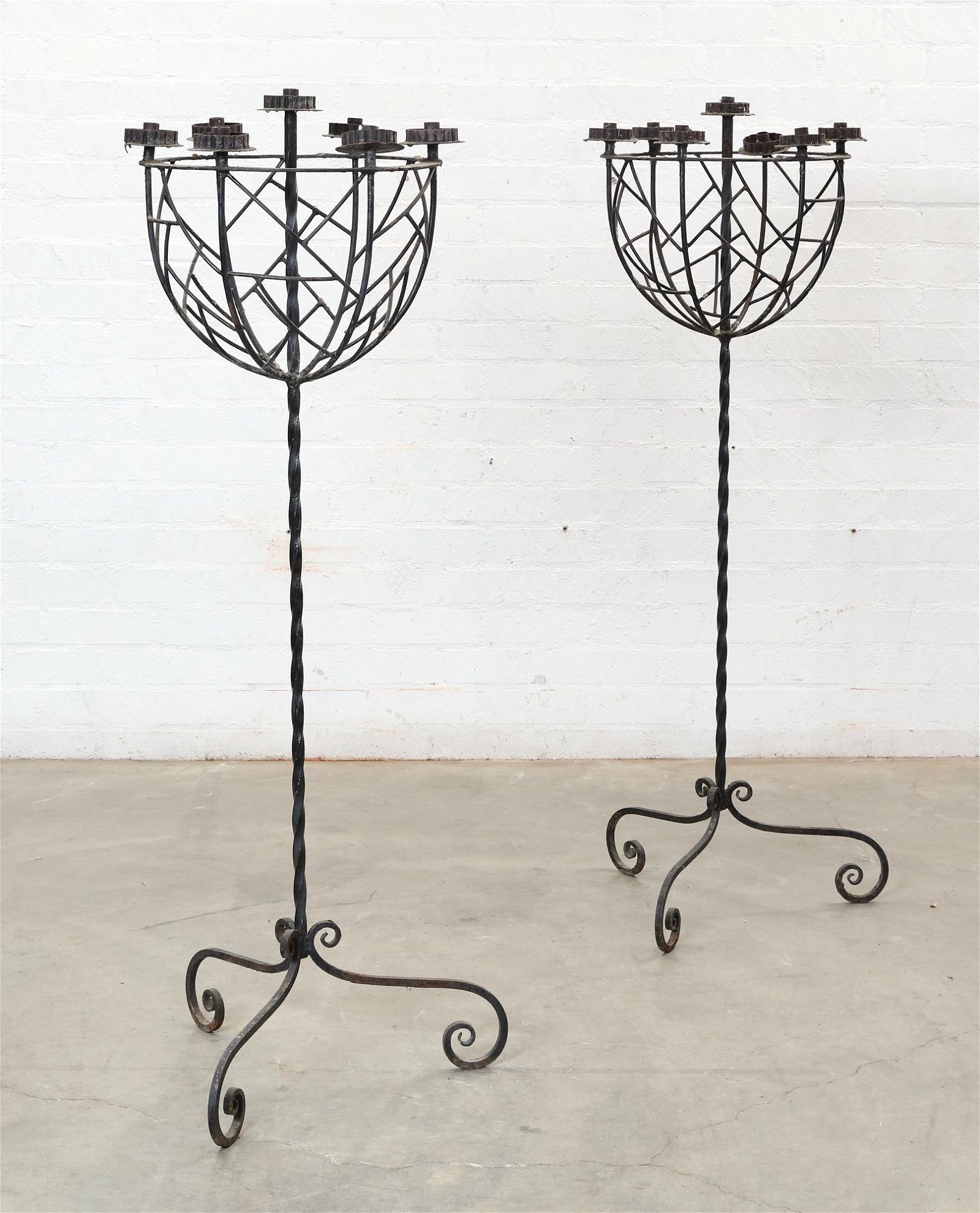 A PAIR OF BAROQUE STYLE WROUGHT