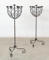 A PAIR OF BAROQUE STYLE WROUGH