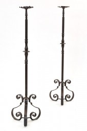 A PAIR OF BAROQUE STYLE WROUGH