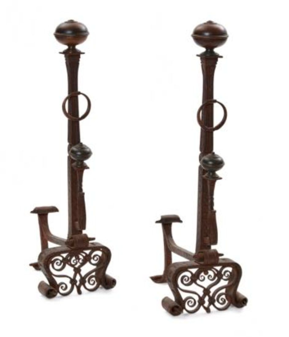 A PAIR OF BAROQUE STYLE WROUGHT
