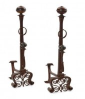 A PAIR OF BAROQUE STYLE WROUGH