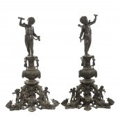 A PAIR OF BAROQUE STYLE BRONZE