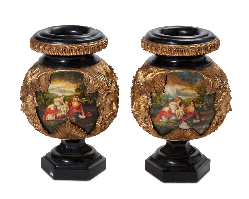A PAIR OF BAROQUE-STYLE MARBLE