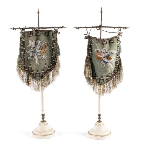 A PAIR OF BEADWORK CANDLE