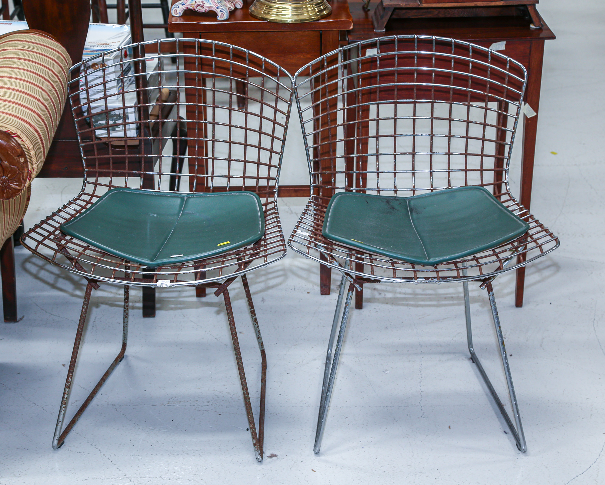 A PAIR OF BERTOIA CHROME-PLATED