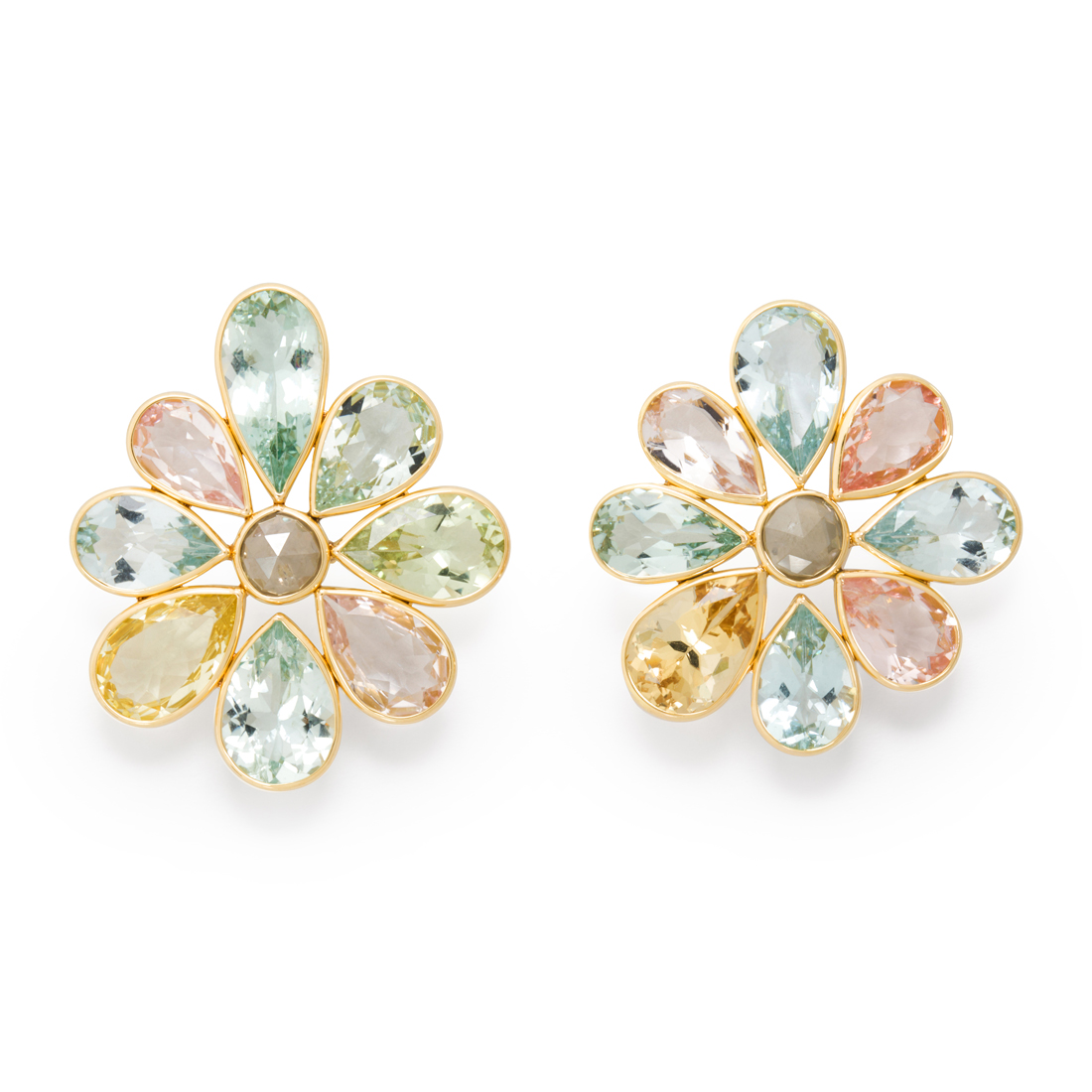 A PAIR OF BERYL, COLORED DIAMOND