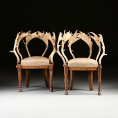 A PAIR OF BIEDERMEIER ANTLER A