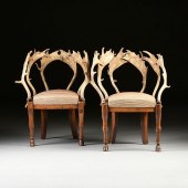 A PAIR OF BIEDERMEIER ANTLER A