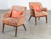 A PAIR OF BL MARBLE UPHOLSTERE