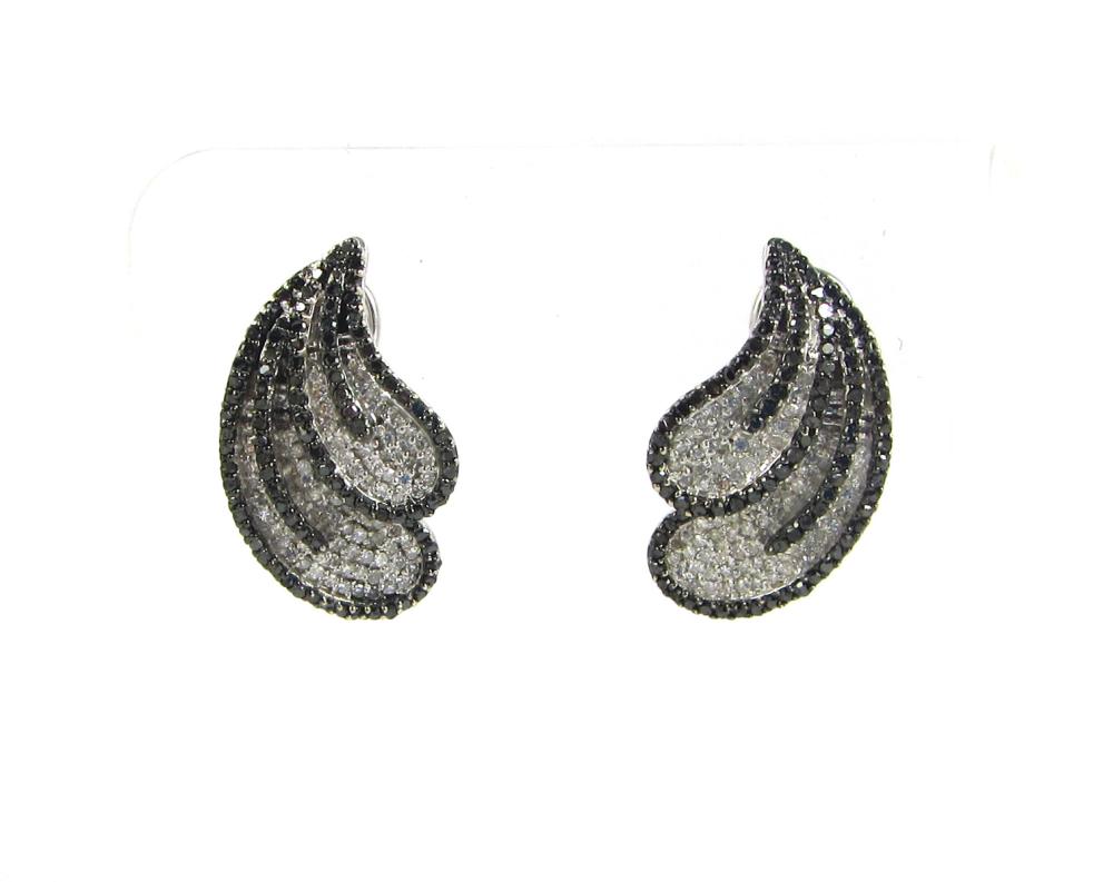 A PAIR OF BLACK AND WHITE DIAMOND