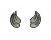 A PAIR OF BLACK AND WHITE DIAM