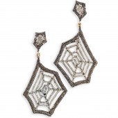 A PAIR OF BLACK DIAMOND AND DI