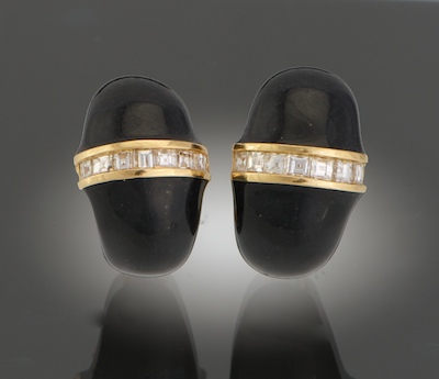A Pair of Black Enamel and