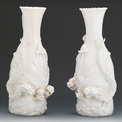 A Pair of Blanc de Chine Dragon