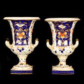 A PAIR OF BLOOR DERBY CAMPANA