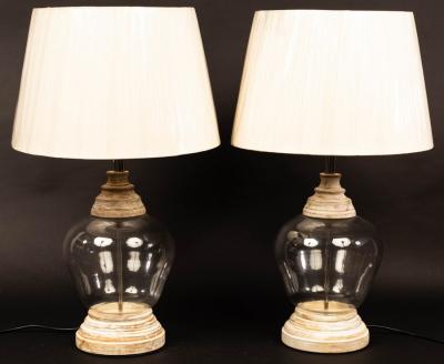 A pair of blown glass table