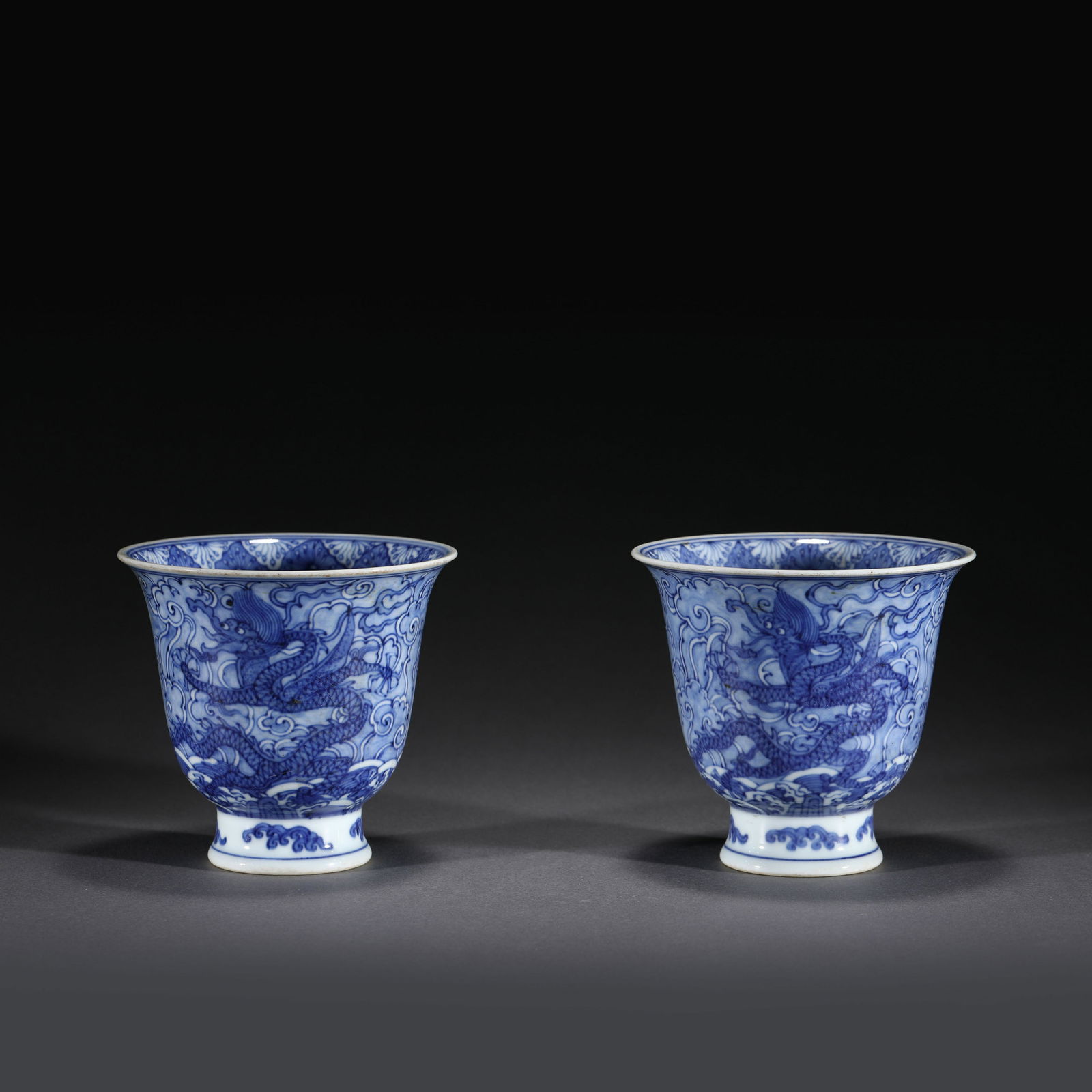 A PAIR OF BLUE AND WHITE