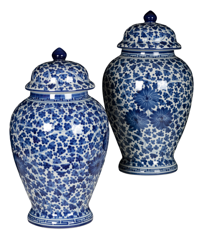 A PAIR OF BLUE AND WHITE