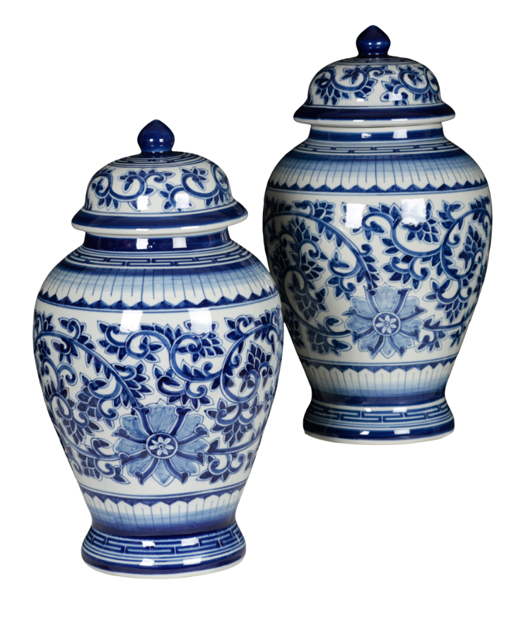 A PAIR OF BLUE AND WHITE