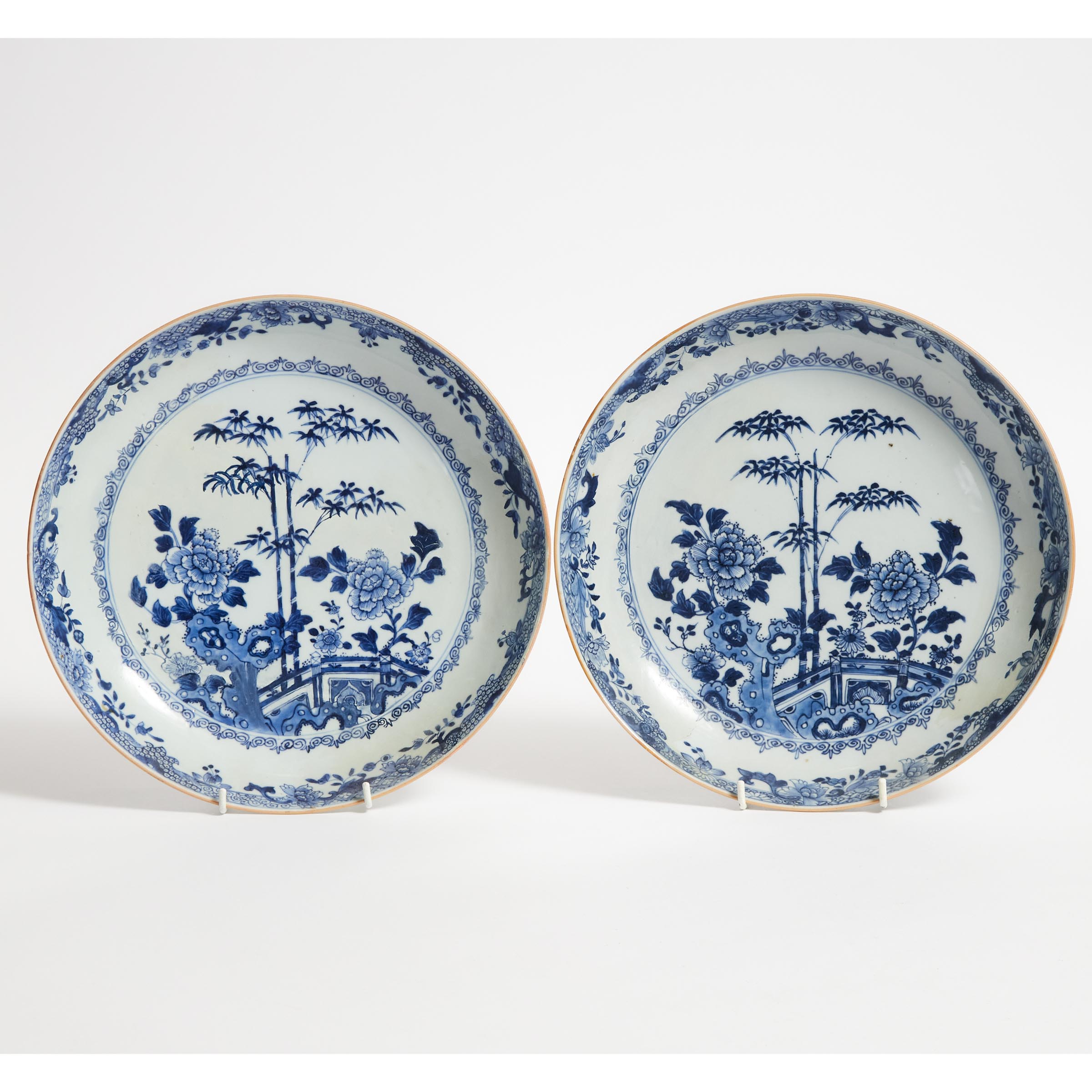 A Pair of Blue and White 'Bamboo