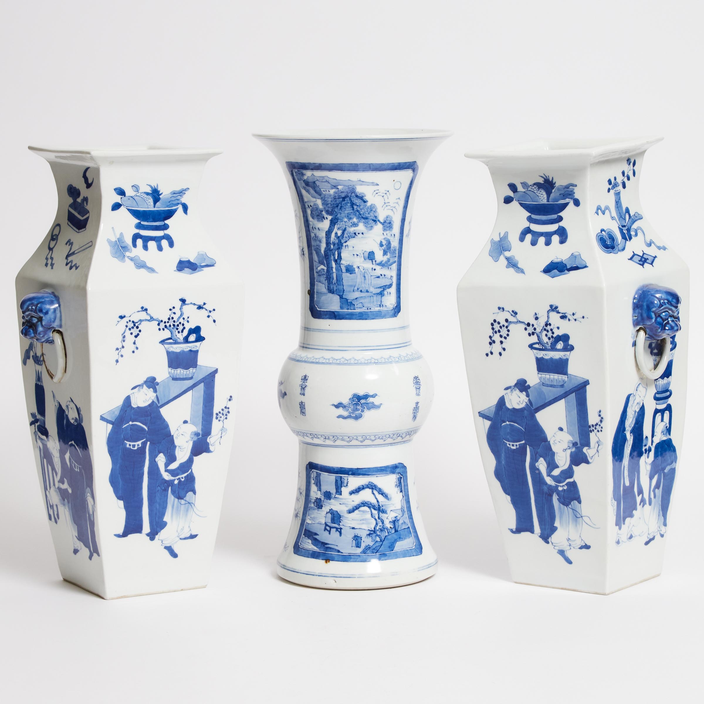 A Pair of Blue and White Square