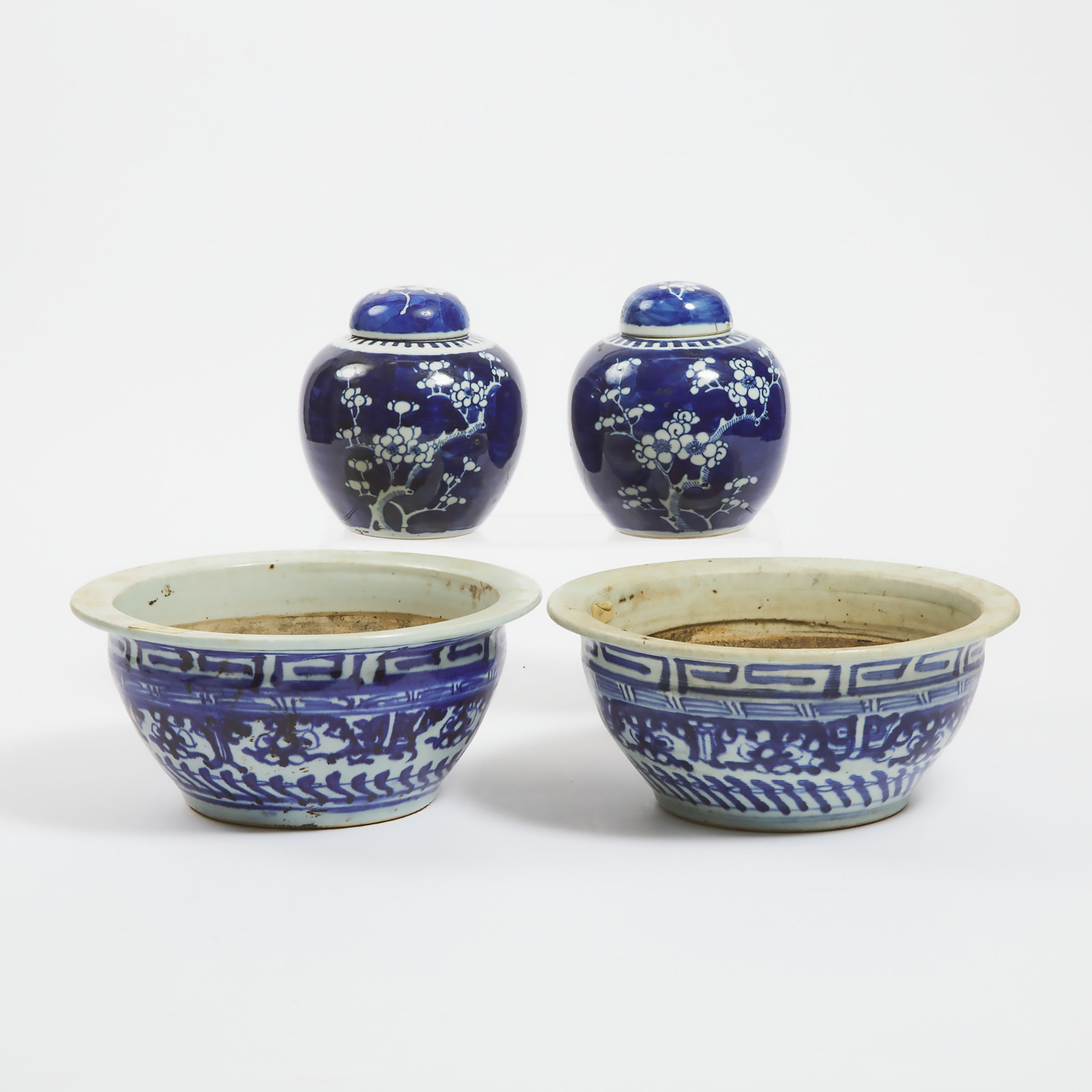 A Pair of Blue and White 'Prunus'