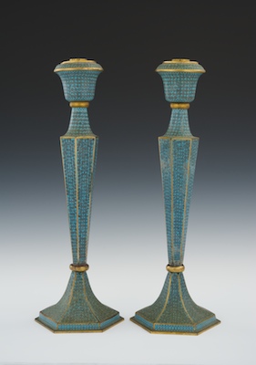 A Pair of Blue Cloisonne