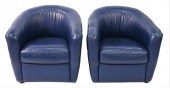 A PAIR OF BLUE LEATHER CLUB CH