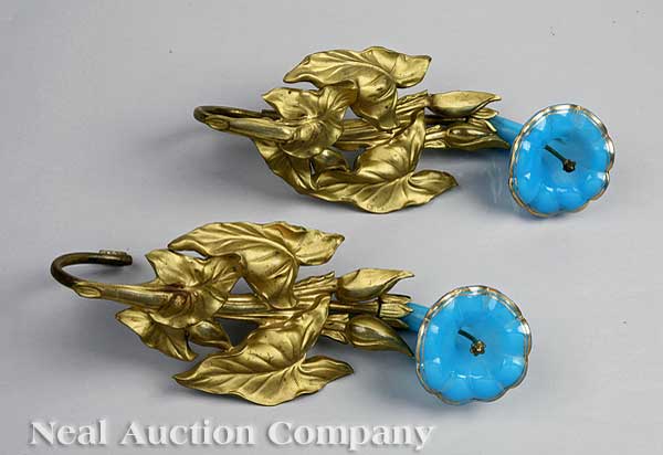 A Pair of Blue Opaline Gilded and