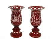A PAIR OF BOHEMIAN CUT-GLASS V