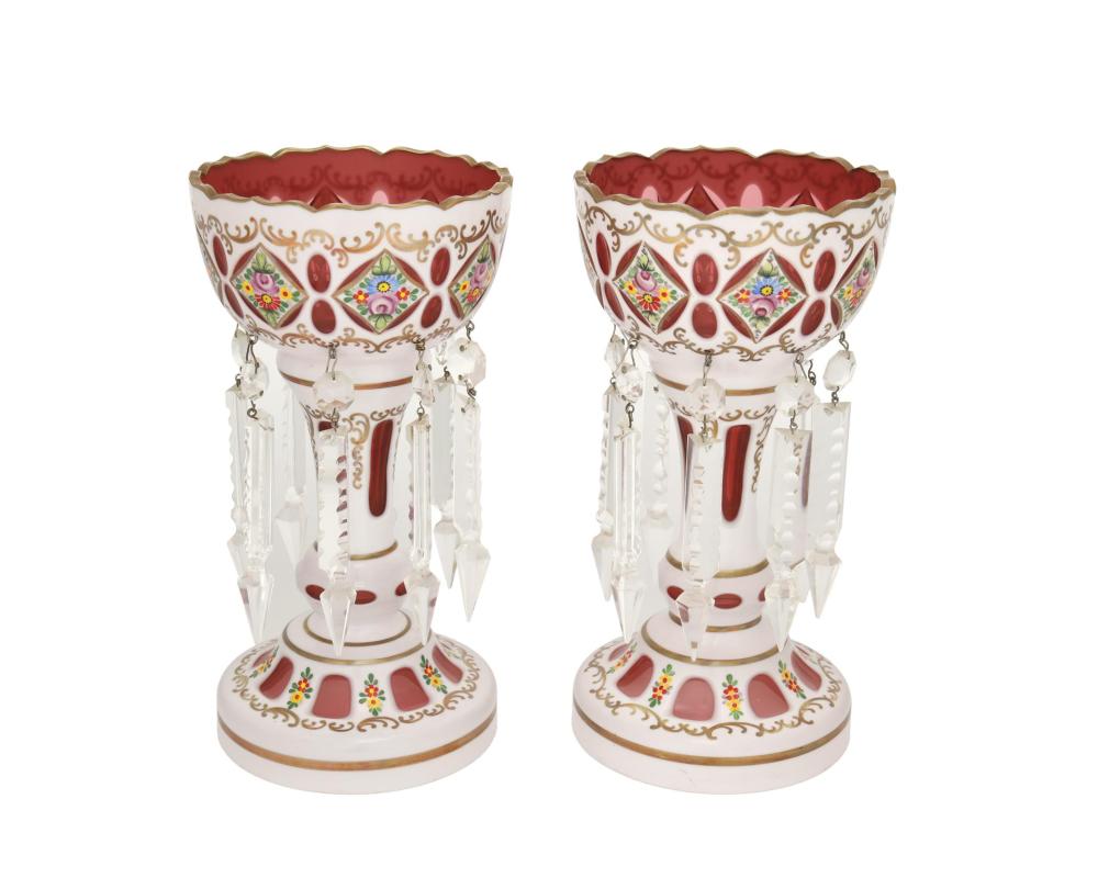 A PAIR OF BOHEMIAN CUT-GLASS