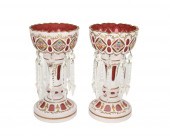 A PAIR OF BOHEMIAN CUT-GLASS L