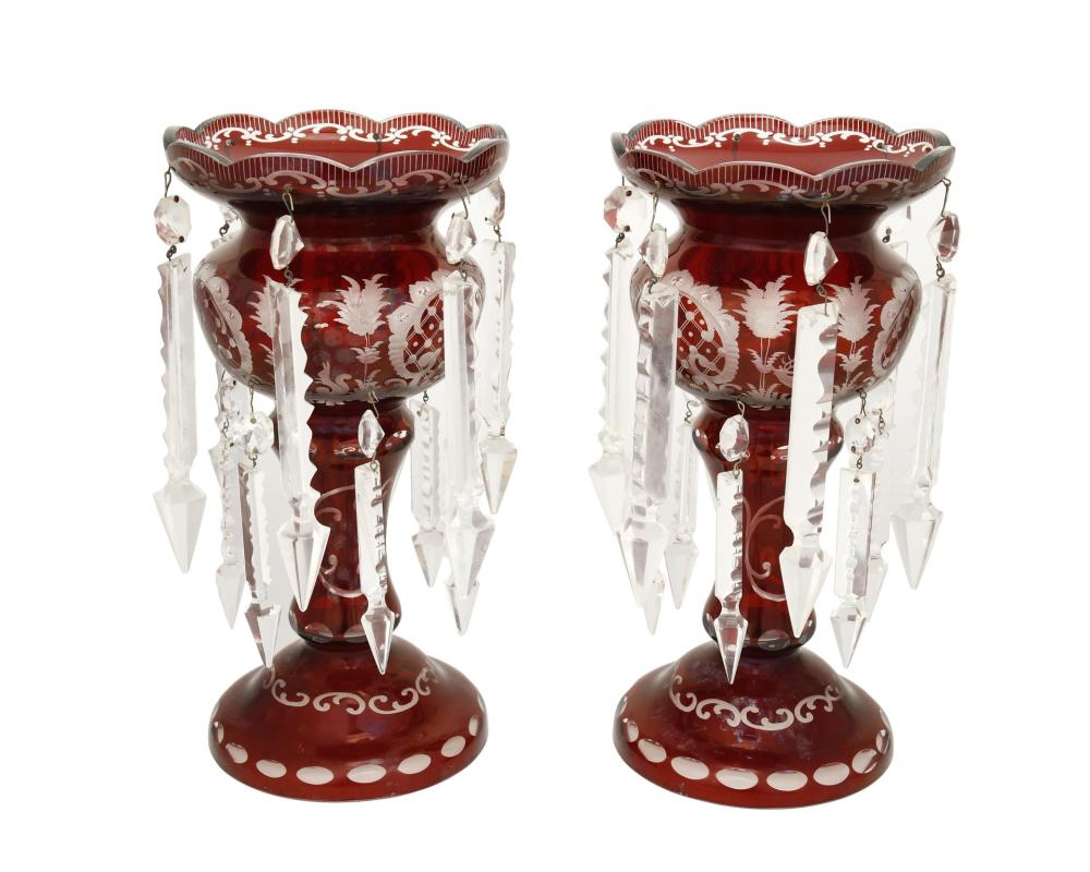A PAIR OF BOHEMIAN CUT-GLASS
