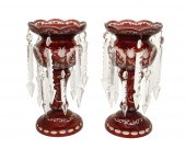 A PAIR OF BOHEMIAN CUT-GLASS L