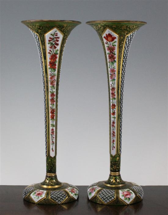 A pair of Bohemian enamelled and