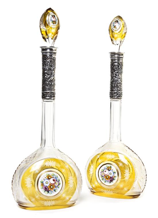 A Pair of Bohemian Silver Mounted