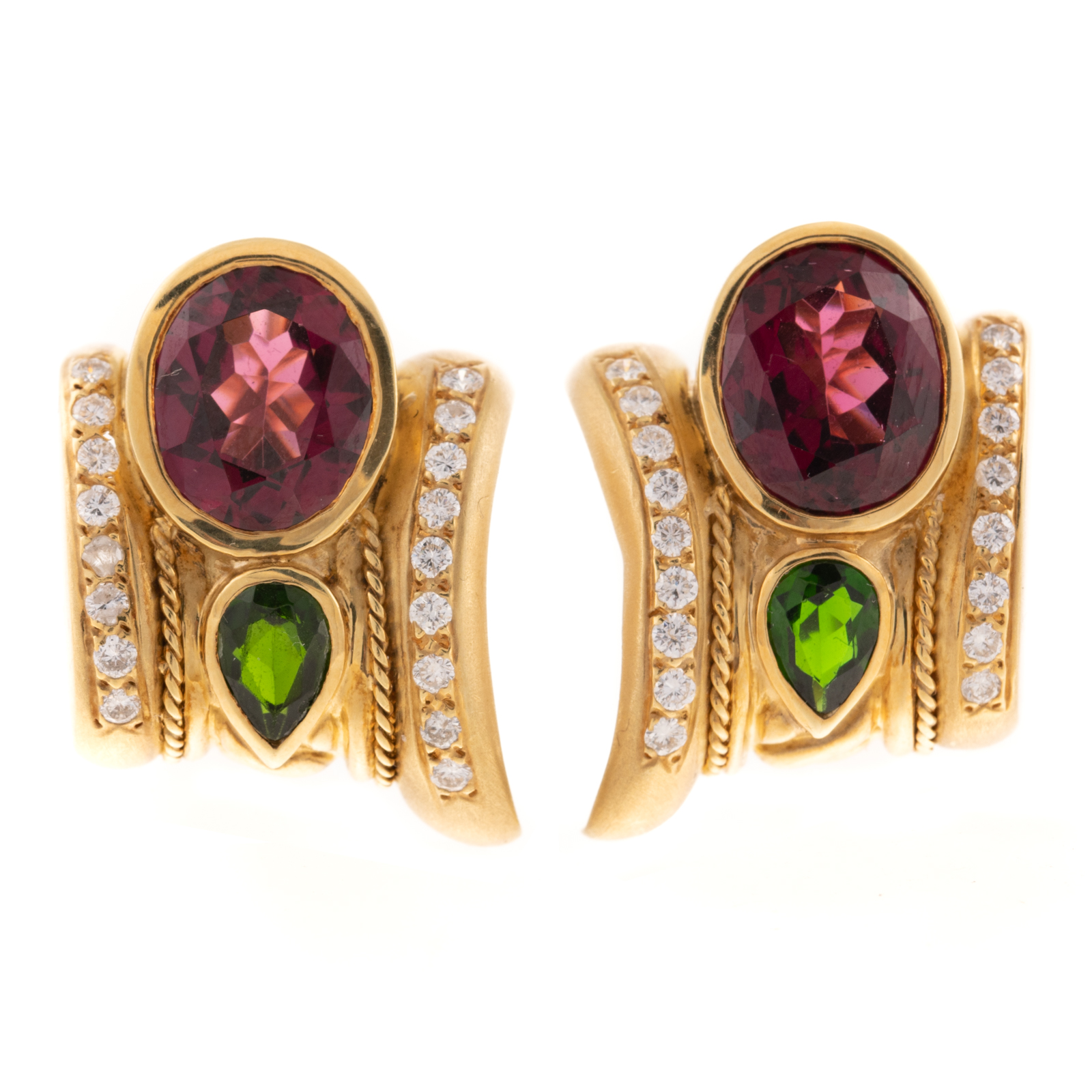A PAIR OF BOLD 18K TOURMALINE &
