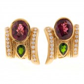 A PAIR OF BOLD 18K TOURMALINE