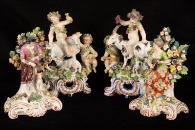 A pair of Bow style figure groups