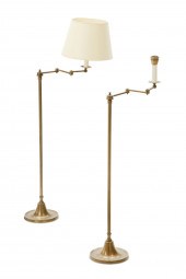A PAIR OF BRASS ADJUSTABLE TEL