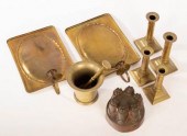 A pair of brass candle sconce