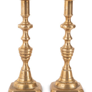 A Pair of Brass Candlesticks 18th