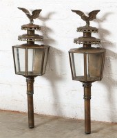 A PAIR OF BRASS HEXAGONAL COAC