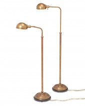 A PAIR OF BRASS LIBRARY FLOOR