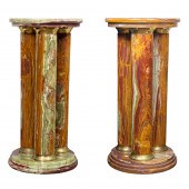 A PAIR OF BRASS MOUNTED ONYX P